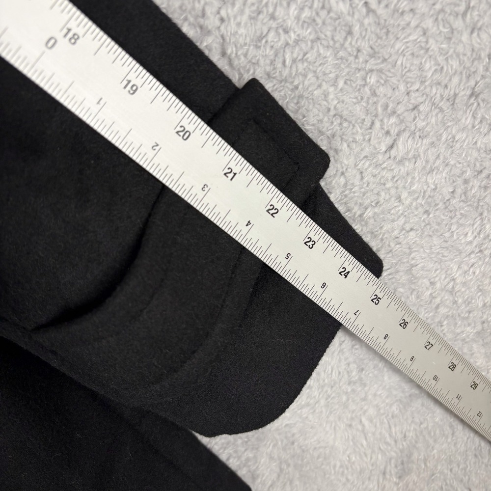 Lauren Ralph Lauren Hooded Walker Peacoat Size L Black Wool Blend Button Front - Picture 6 of 10